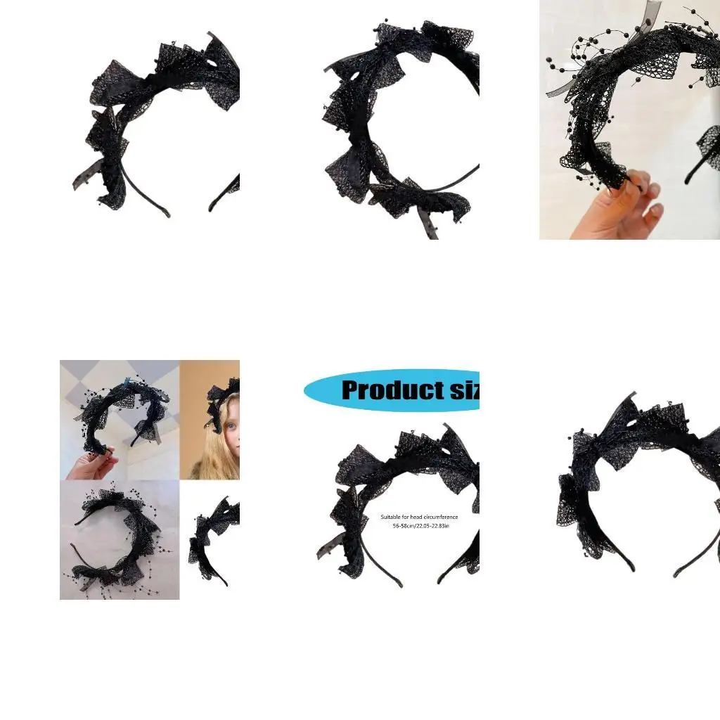 

652F Elegant Bows Headbands Headdress Party Hair Accessories for Women and Girls