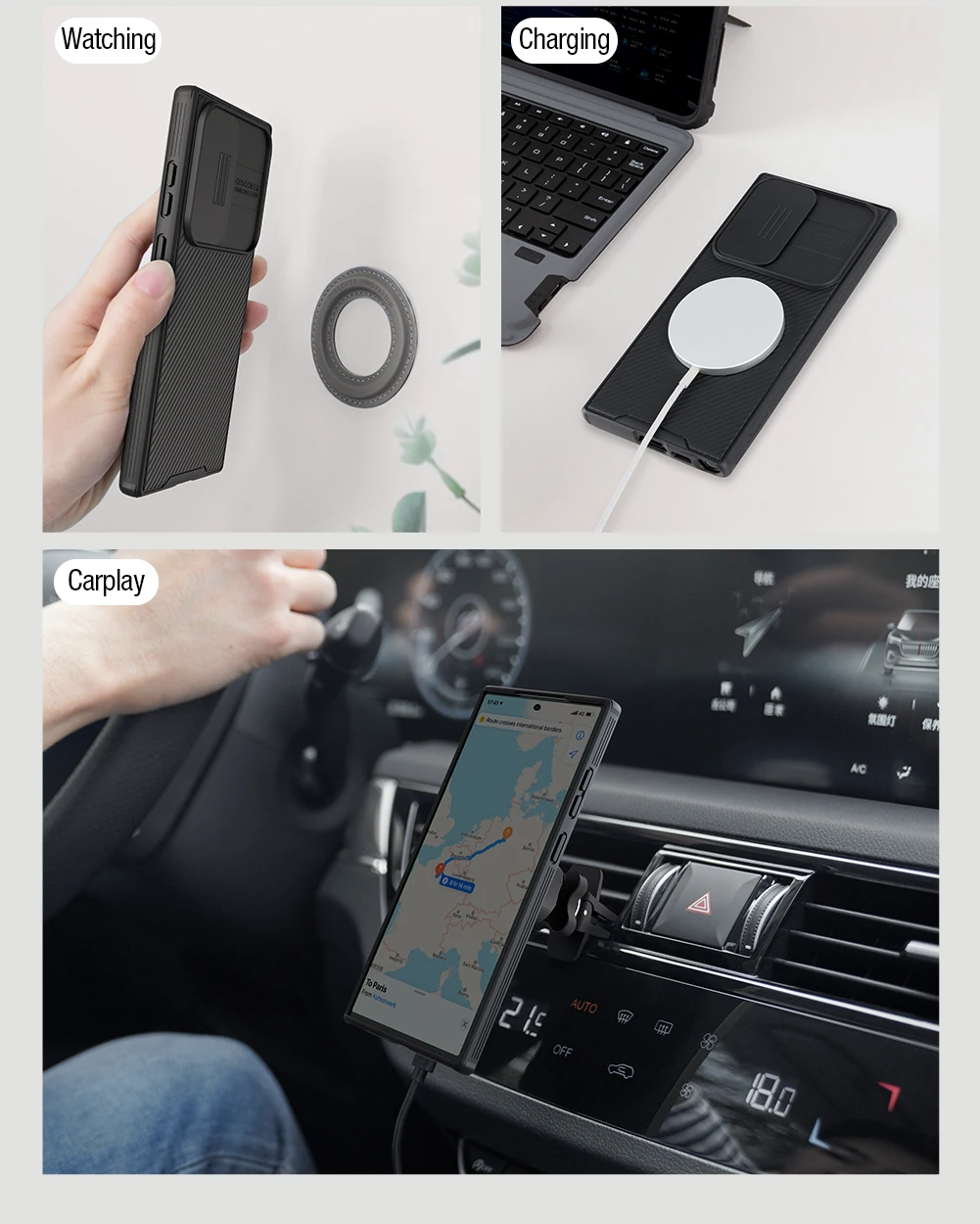 For Samsung Galaxy S24Ultra MagSafe Case Nillkin CamShield Pro Slide Camera Cover For Samsung S23Ultra Case With Magnetic Holder