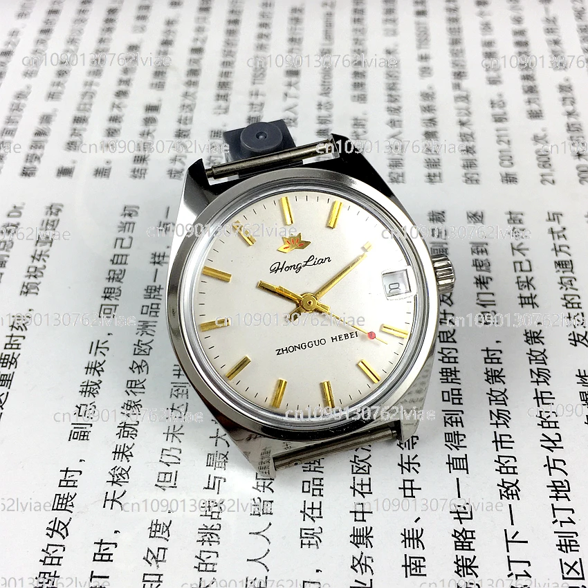 2022NEW Shijiazhuang Watch Factory Medium Sized,red Lotus Brand White Steel Bar,calendar White Face Manual Machine Diameter 32mm