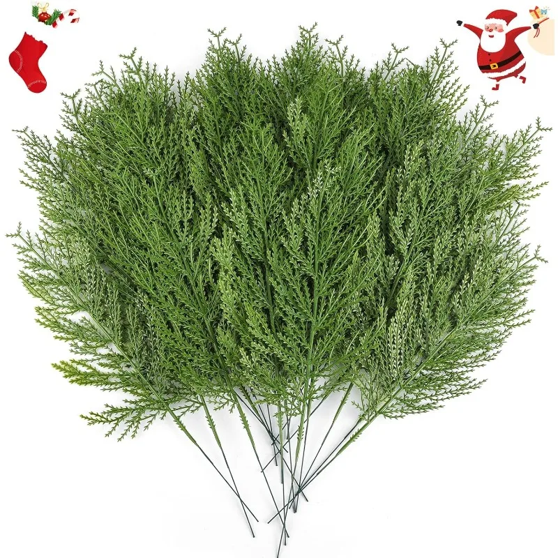 120 Pcs Artificial Faux Greenery Sprigs and Twigs - Pine and Cedar Stems for Christmas Holiday DIY, 120 Pieces, Green