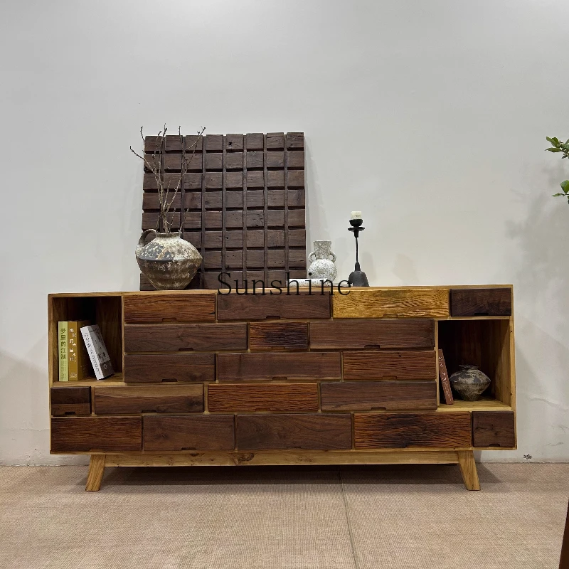 

Wabi Sandy Wind All Solid Wood Retro Homestay Entry Entrance Cabinet