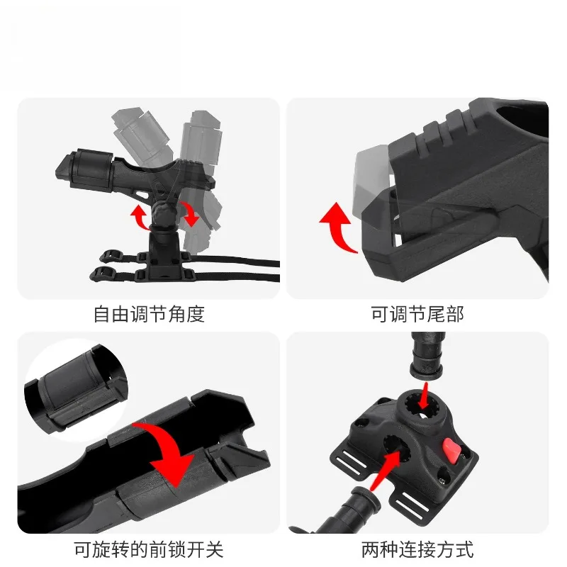 ​Universal Strap-On Rod Holder, 360° Swivel Fishing Rod Holder for Kayak Boat Dock, Heavy Duty Rod Mount