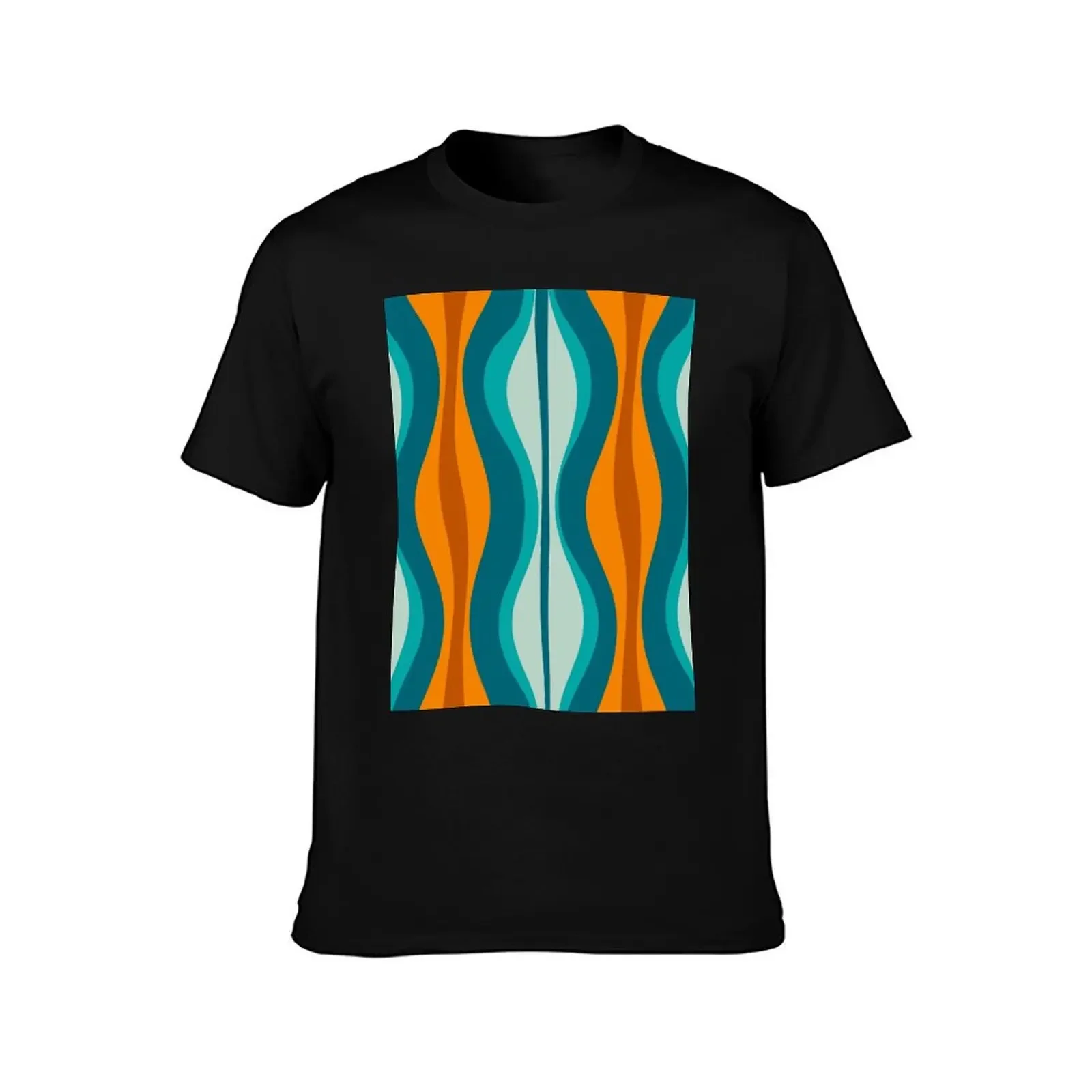 Hourglass Abstract Midcentury Modern Pattern in Orange, Rust, Aqua, Turquoise, and Teal T-Shirt tees mens t shirts pack