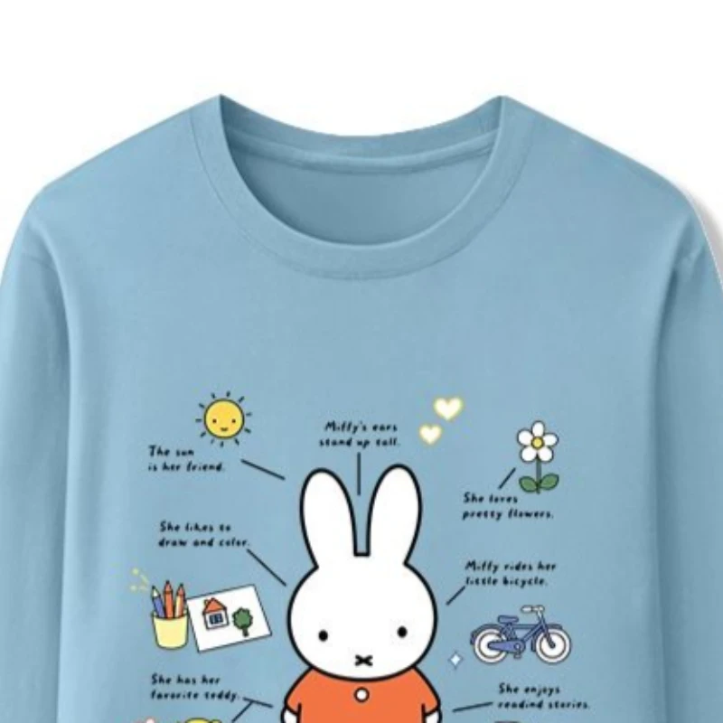 Cartoon New Long Sleeves Girl Spring and Autumn Versatile Loose Moisture-absorbent and Breathable Good Looks Comfortable Miffy