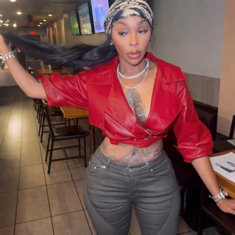 

Winter Leather PU Jackets Women Crop Varsity Baseball Coats Y2K Streetwear 2025 Fall Clothes Elegant Cyber Racer Jackets Coats