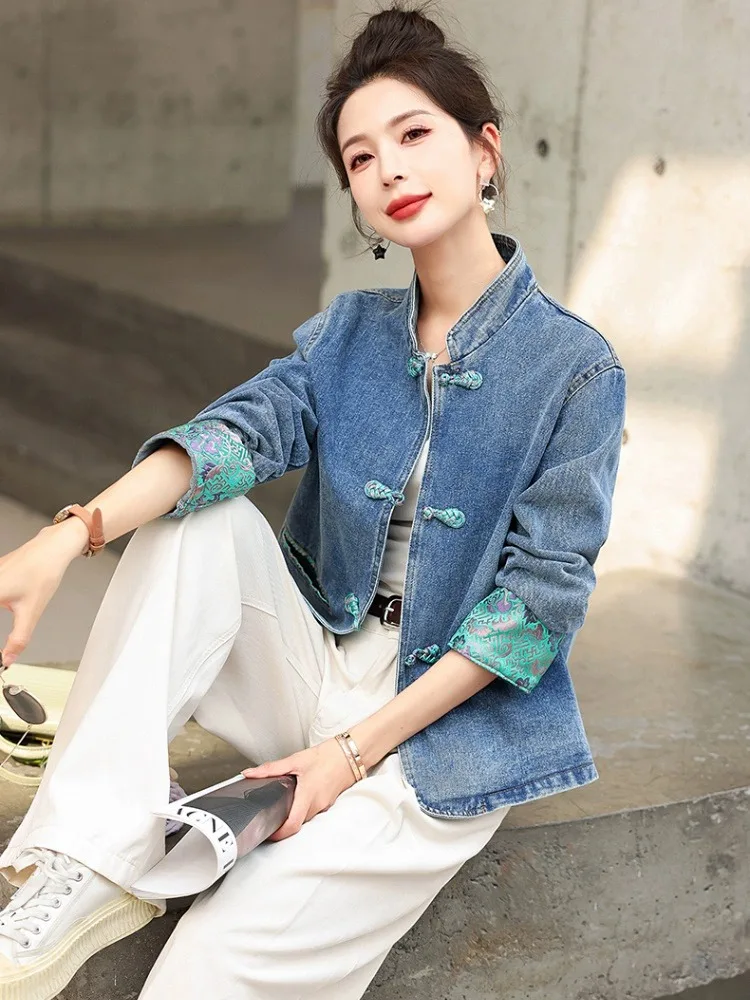 

Women's Denim Jaet Spring Autumn 2025 New Small Size Faionable Chinese Sle Casual Color Blo Versatile Top