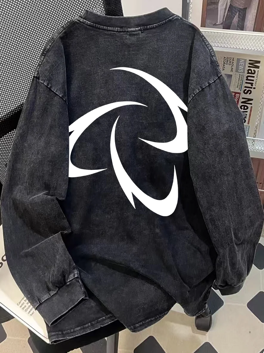 

American Sle Heavyweight Pure Cotton Long Sve T-irt ex Spring Autumn Premium Waed Loose Top Trendy Brand Sle