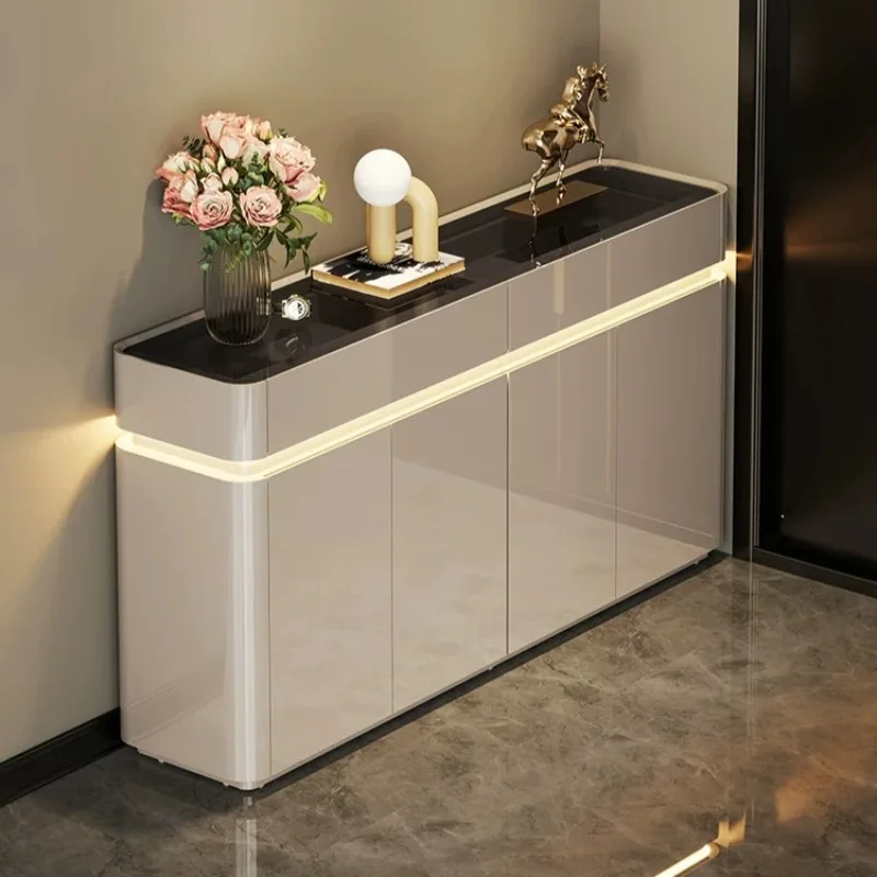 

Super Large Design Shoe Rack Organizer LED Side Originality High Capacity Shoe Cabinets Cream Wind Entryway Home Accessories