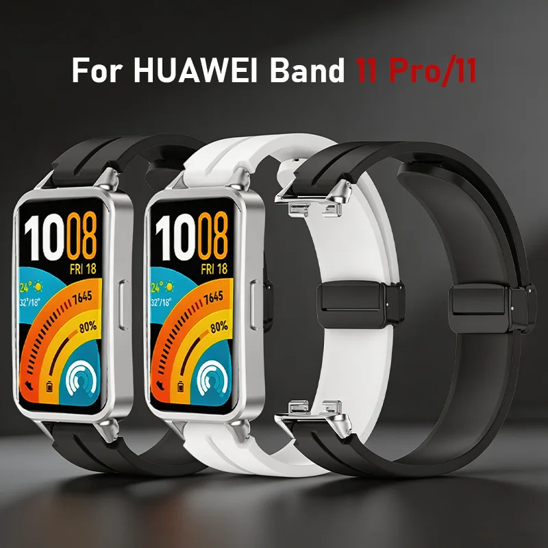 Magnetisches Schnallenarmband für Huawei Band11/11Pro, Silikon-Uhrenarmband-Ersatz für Huawei Band 11 NFC Sportarmband-Zubehör