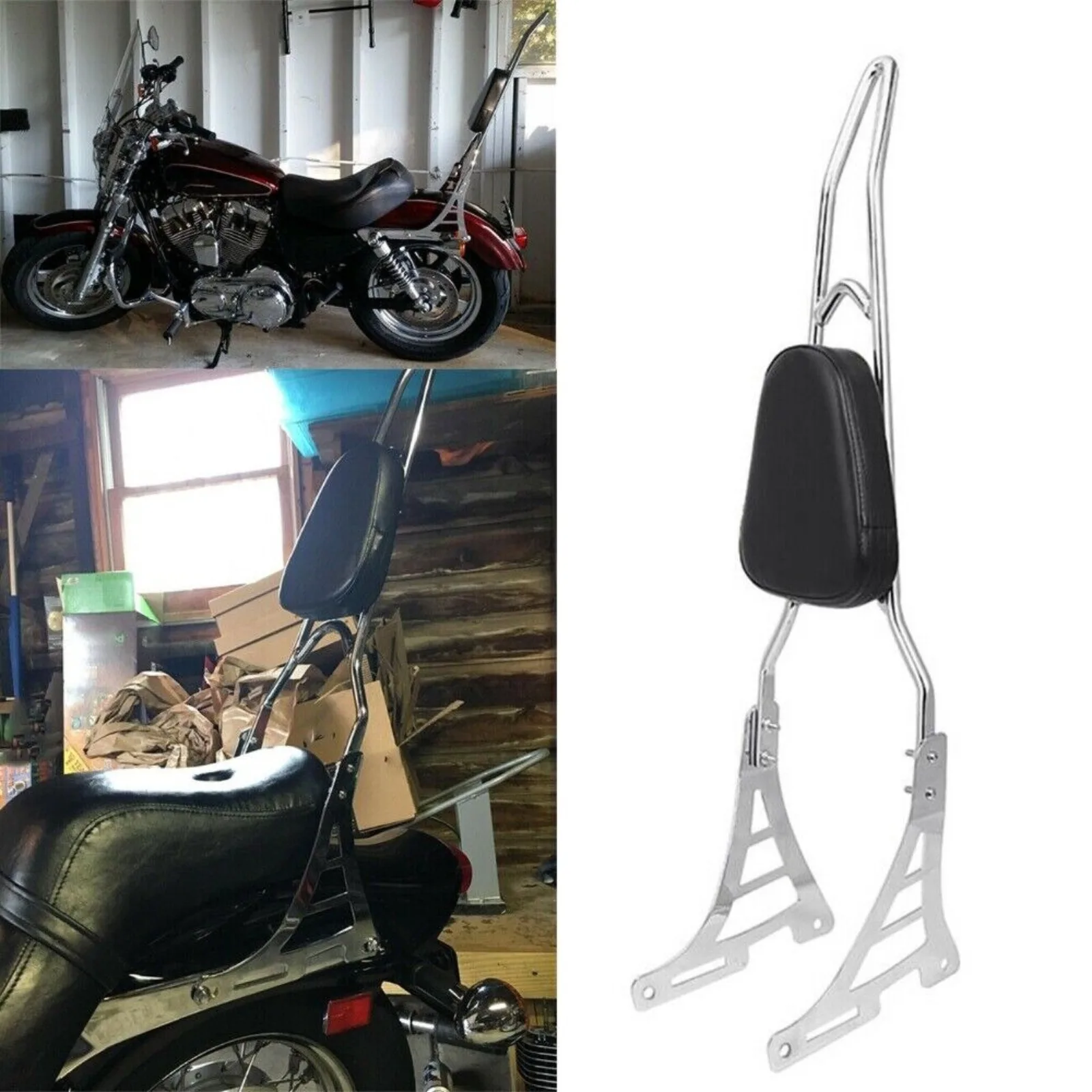 Sissy Bar Pad Passenger Backrest for Harley Sportster XL 883 1200 48 72 2004-up