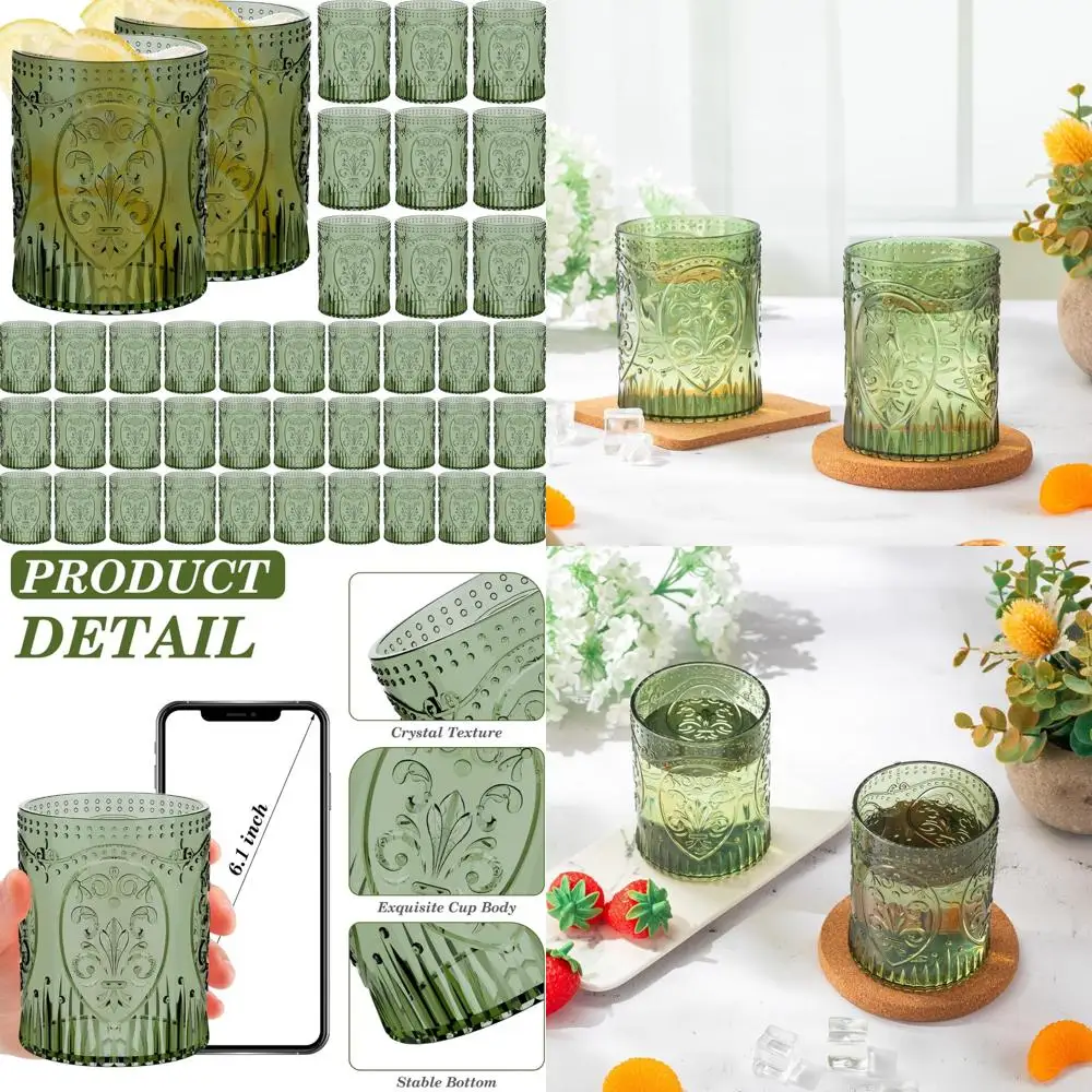 

Винтажный набор пластиковых стаканов для питья из 48 предметов — стаканчики с тиснением в стиле ретро на 8,5 унций для детского душа и свадьбы