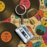 1PC Trendy Mini Music Cassette Tape Keychain with Cool Charm, Decorative Accessory for Keys,Bags & Backpacks Gift