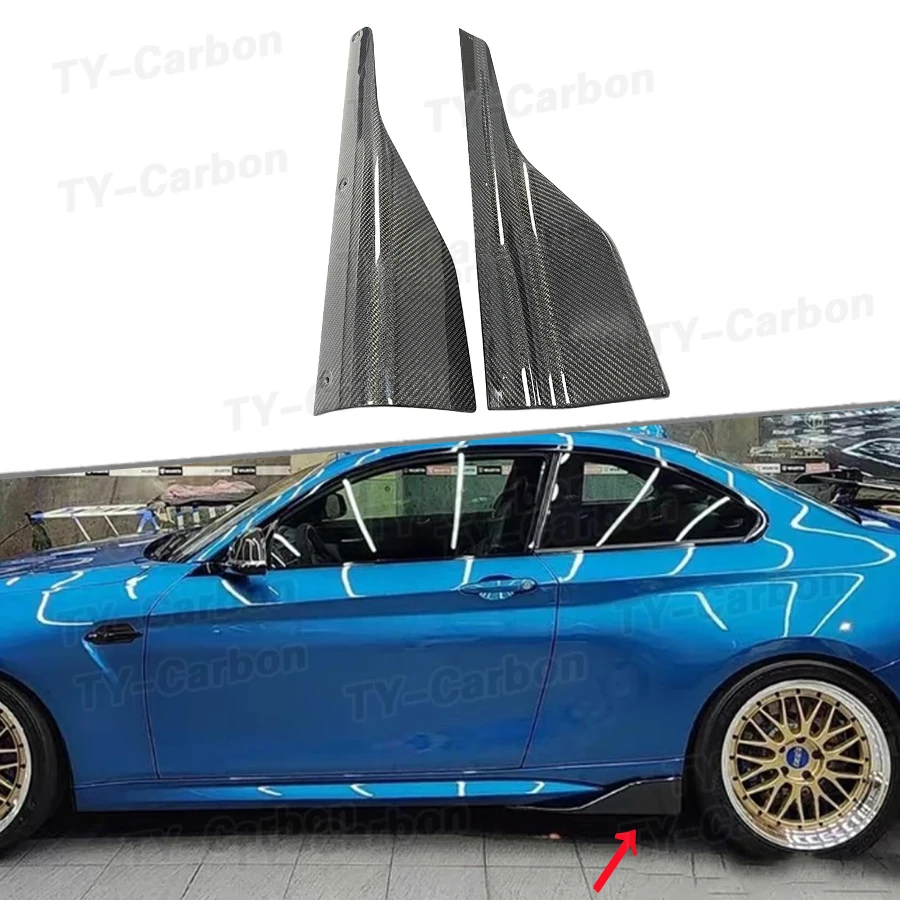 

Real Carbon Fiber Side Skirt Splitters Lip Spoilers Canards Apron for BMW 2 Series F87 M2 M2C Coupe 2-Door 16-20 Car Accessorie