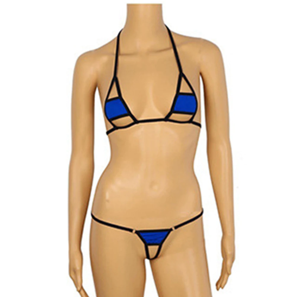 مثلث ميني بيكيني الأعلى تنفس ثونغ الجوف الغريبة المرأة مثير الملابس الداخلية صالة ملابس السباحة الاستحمام المرأة قطعتين ملابس السباحة #3