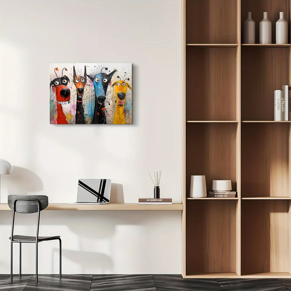 إطار من الصنوبر الصلب بسمك 1.5 بوصة، فن حيواني تجريدي ملون، مثالي للديكور الداخلي