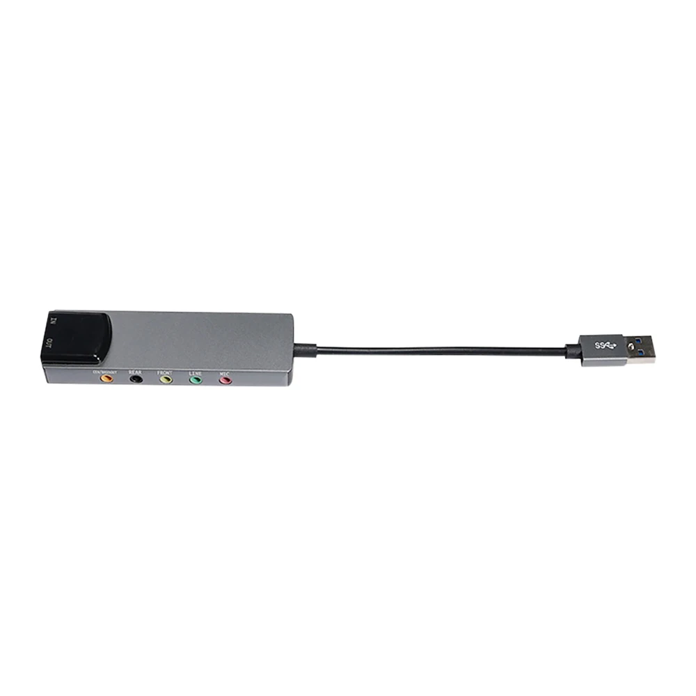 Placa de som USB de liga de alumínio, 6 canais, Professional 5.1 Optical External Audio Card Converter, Chipset para PC portátil, CM6206