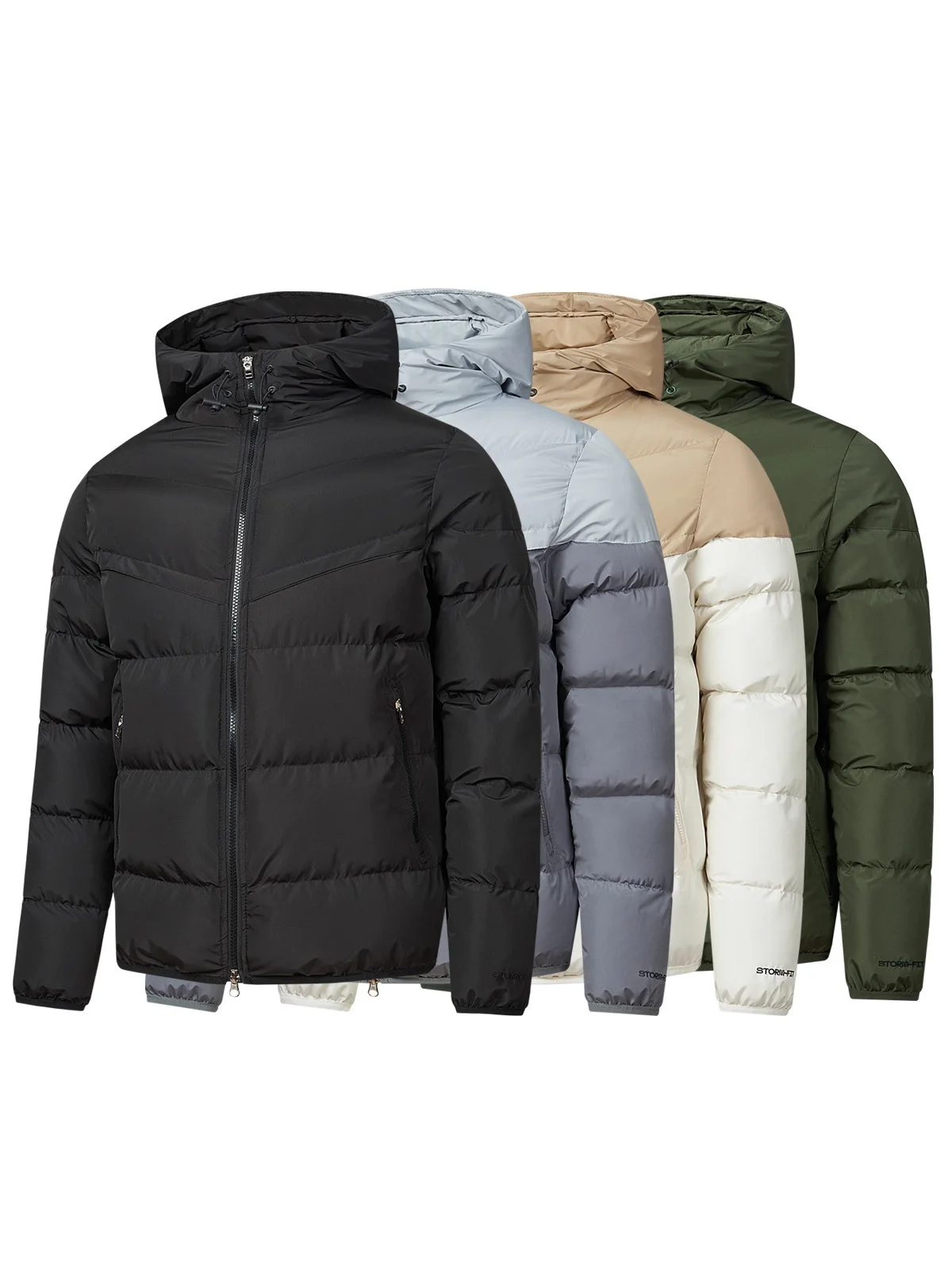 2025 Winter Mannen Capuchon Mode Dikker Warme Contrast Kleur Mannelijke Bovenkleding Lange Mouw Rits Sport Casual Man Down Jas