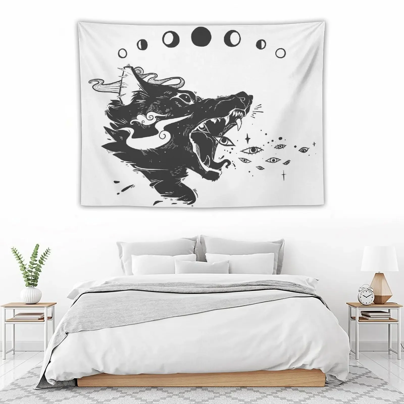 

Wild Wolf Creature With Stars And Eyes Tapestry Aesthetic Room Decor Korean Wall Decoration Items Room Decorator Tapestry