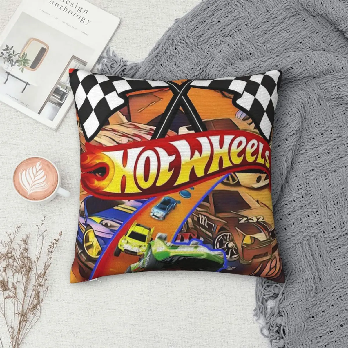 Hot Wheels Race Square Pillowcase Cushion Cover Comfort Pillow Case Throw Pillow Cover for Home Bedroom Car