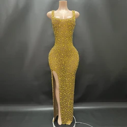 2025 Elegant Luxury Crystal Party Dress Birthday Celebration Dress Bride Sexy slit Prom Dress Mother Formal Grand Party Dress