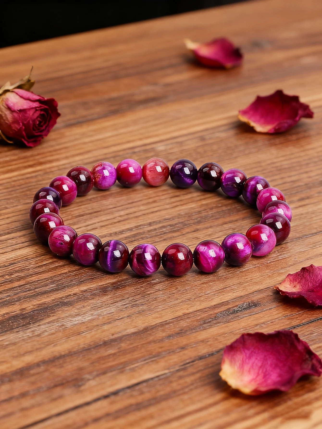 Natural 5A+ Purple Tiger Eye Stone Beaded Bracelet For Vigour Courage Protection & Emotional Balance Healing Jewelry New Pulsera