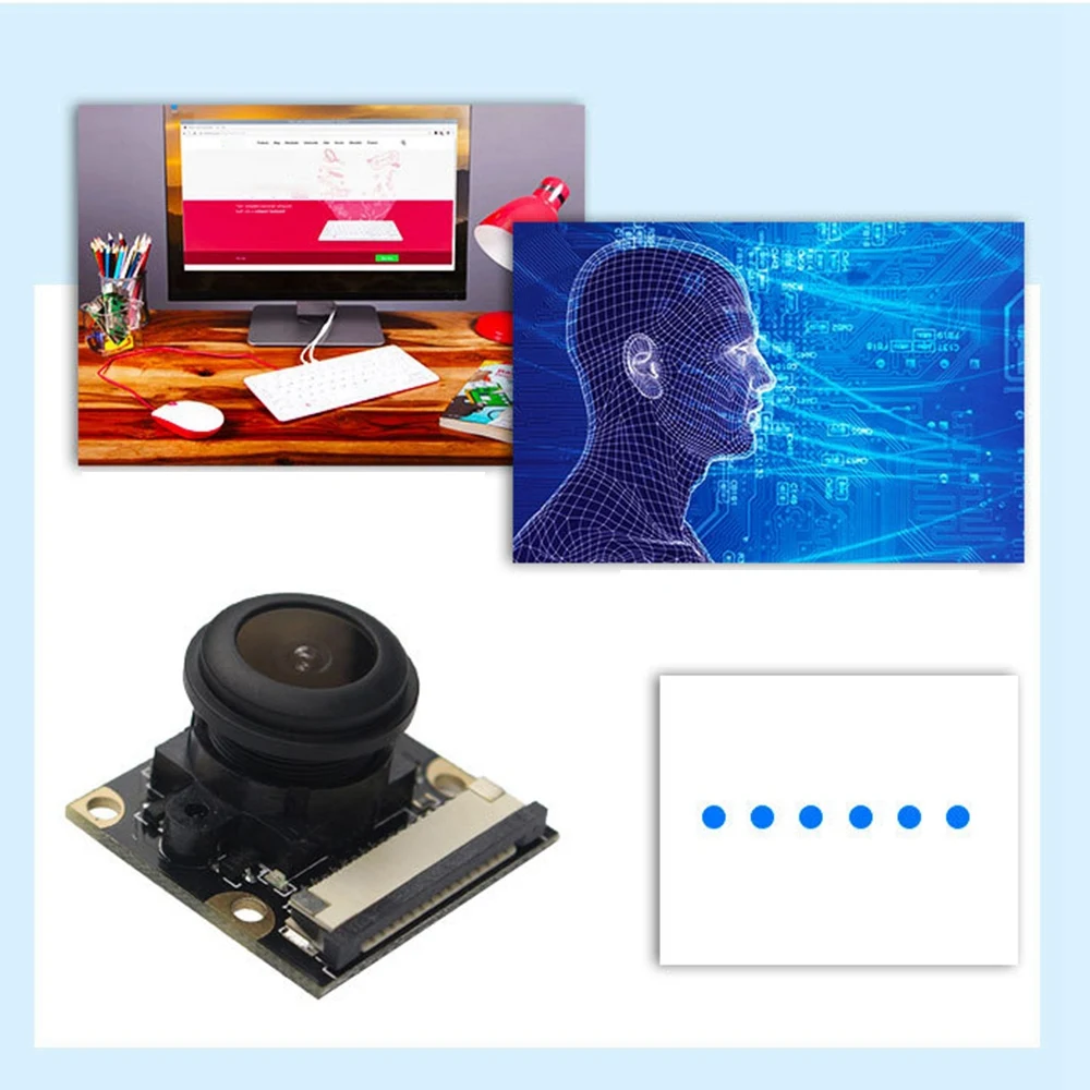 AY14 -For Raspberry Pi 4B 3B+ Day Vision Camera Module 5MP 1080P Fisheye 130 Degree Wide Angle Fisheye Focus Adjustment Camera