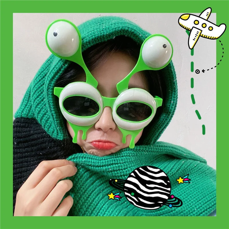 Big Eyed Alien Sunglasses Funny Happy Birthday Party Glasses Self Shot Props Fashion Children Adult Decorative Eyewear