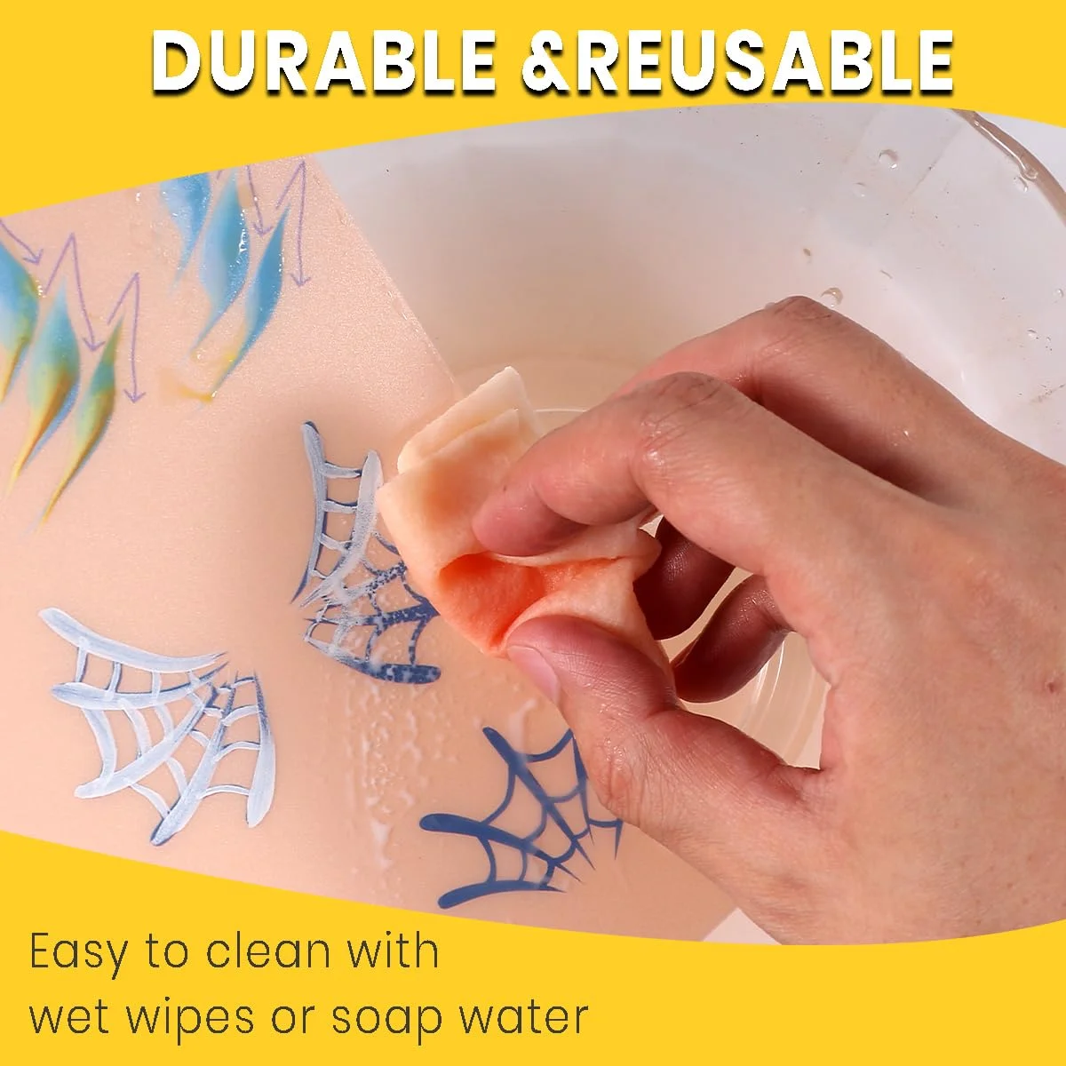 แผ่นฝึกวาดหน้าโบวิทซกี้ 10 ชิ้น, แผ่นฝึกวาดหน้าสีสันสดใสแบบนำกลับมาใช้ใหม่, แบบฝึกหัดการแต่งหน้าและวาดภาพ ขนาด A4