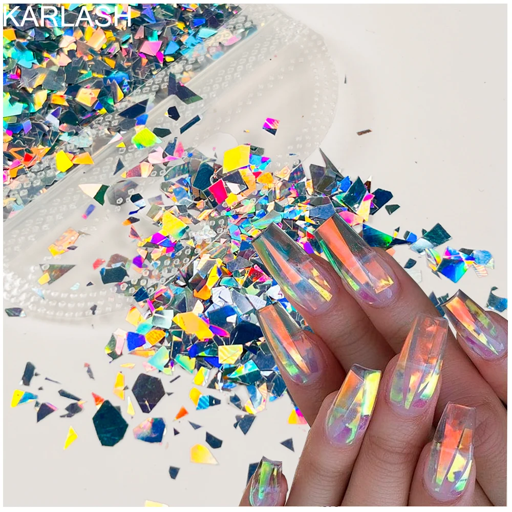 1 Bag Mermaid Flake Nail Glitter Mix Sequins Irregular Laser Aurora Confetti Sticker Broken Glass Paper Nail Art Decorations