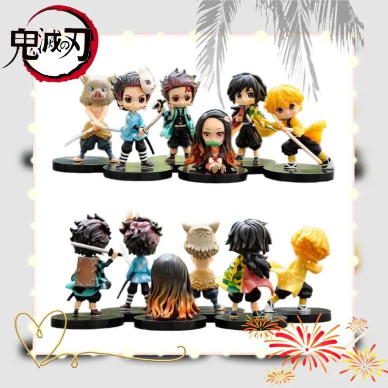 Figura de Demon Slayer Kimetsu No Yaiba, Kamado Tanjiro, Nezuko, Zenitsu, Muñeco de Juguete, Adorno de Escritorio, Colección de Anime, Regalo