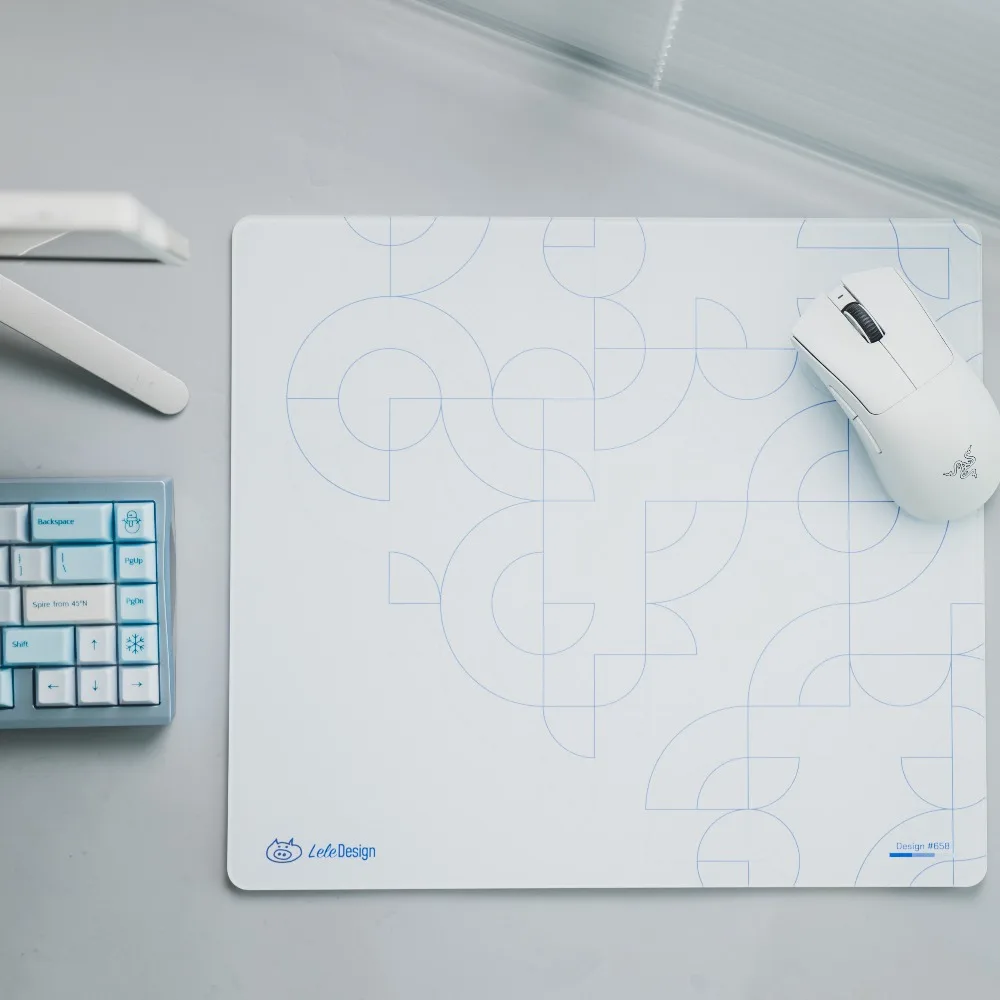 LeleDesign Tempered Glass Mouse Pad Customized Minimalist Line 6color Printing 4mm Height Anti-slip Bottom Glue Mouse Pad Gift