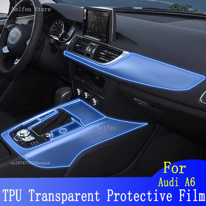 

For Audi A6 2016-2018 Car Interior Film Gearbox Center Console Transparent TPU Protective Anti-scratch Repair Film Accessories