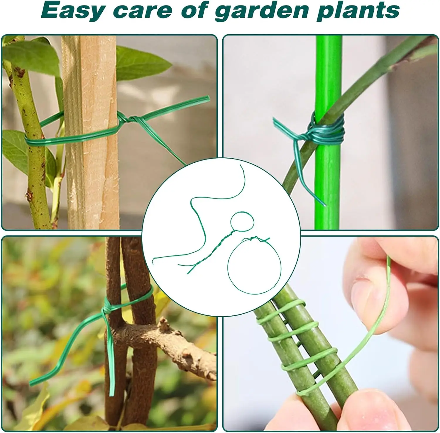 100PCS Gardening Cable Ties Reusable Oblate Iron Wire Twist Tie for Flower Plant Climbing Vines Multifunction Coated Fix Strings