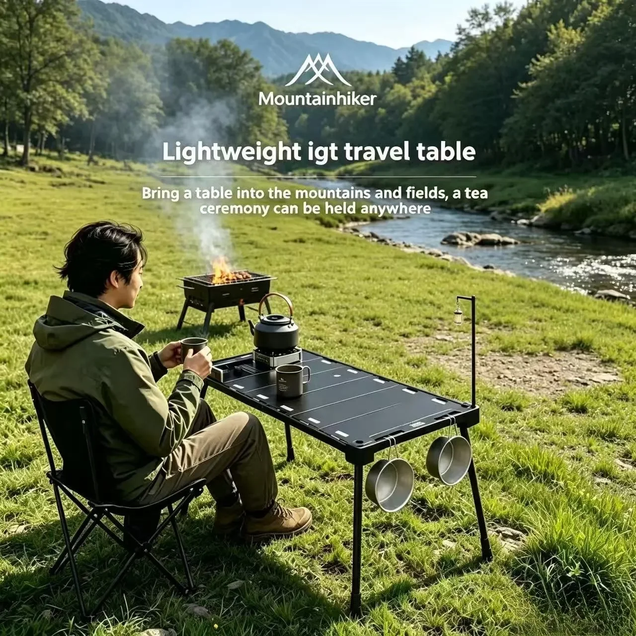 IGT Tactical Folding Camping Table, Modular 2 Unit/3 Unit Optional, Height-Adjustable Aluminum Alloy with Carry Bag Outdoor Use