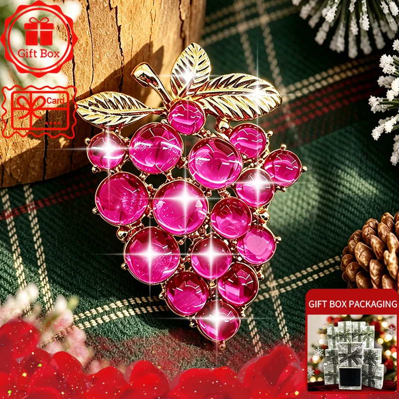 Grape Brooch with Gift Box, 2026 New Style, Elegant and Fashionable. Wearing at Daily and Holidays. Good Gift Choices.
