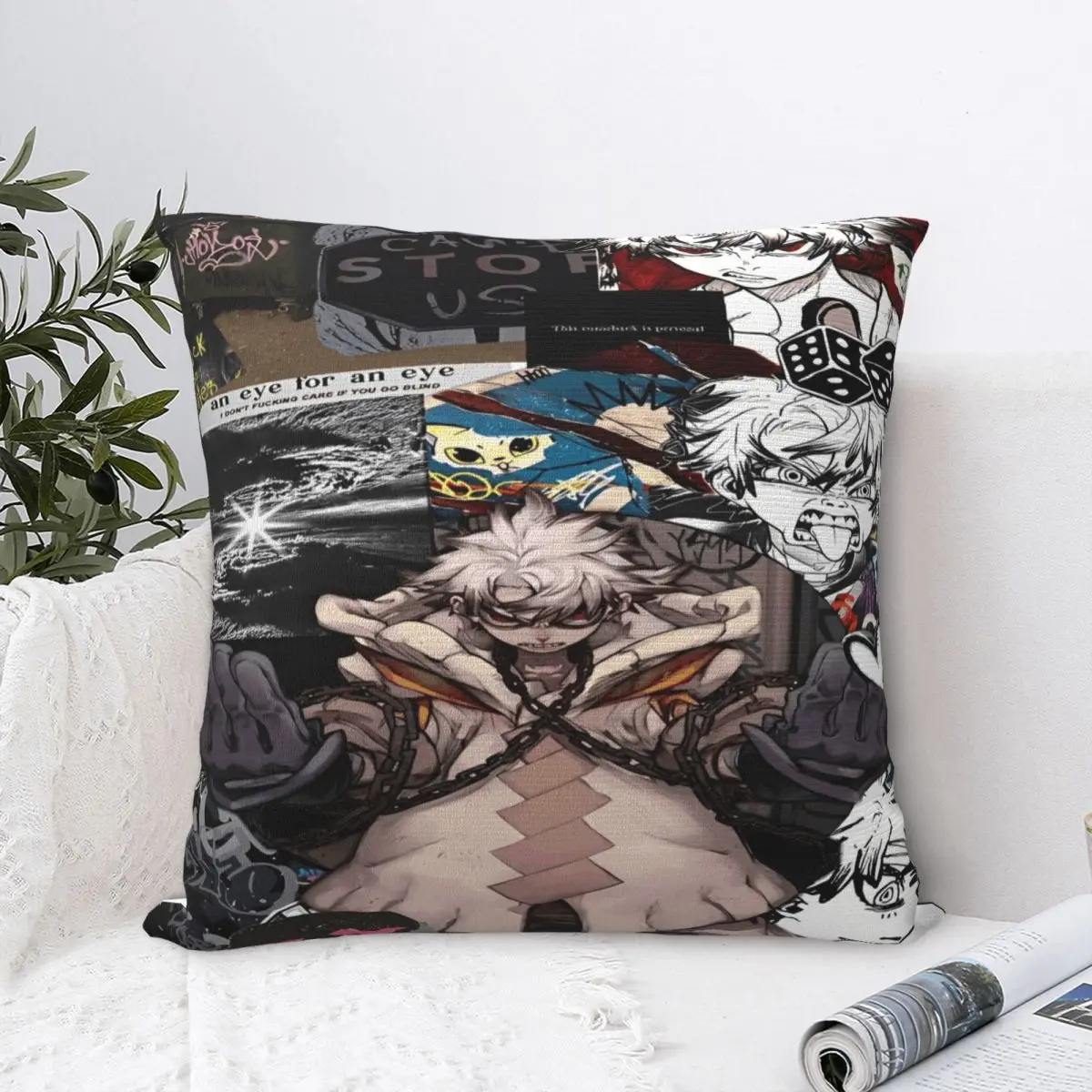 Gachiakuta Pillowcase Merch Printed Cushion Cover Zanka Riyo Enjin Pillow Covers Living Room Decor Zippered Multi-Size