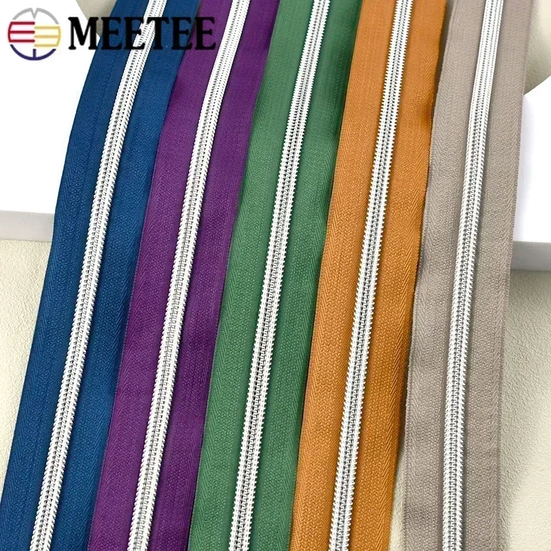 1-10M 5# Meetee Nylon Zipper By Meters Closures Zippers Repair Bag Zip Tape for Clothes Coil Zips Replacement Sewing Accessories