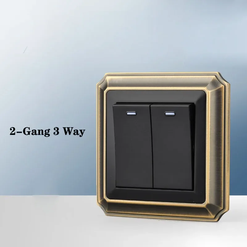 Wall Push Button Switch Retro Antique Copper Zinc Alloy Panel 1-4 Gang 2 Way Household Wall Light Buttons Switch