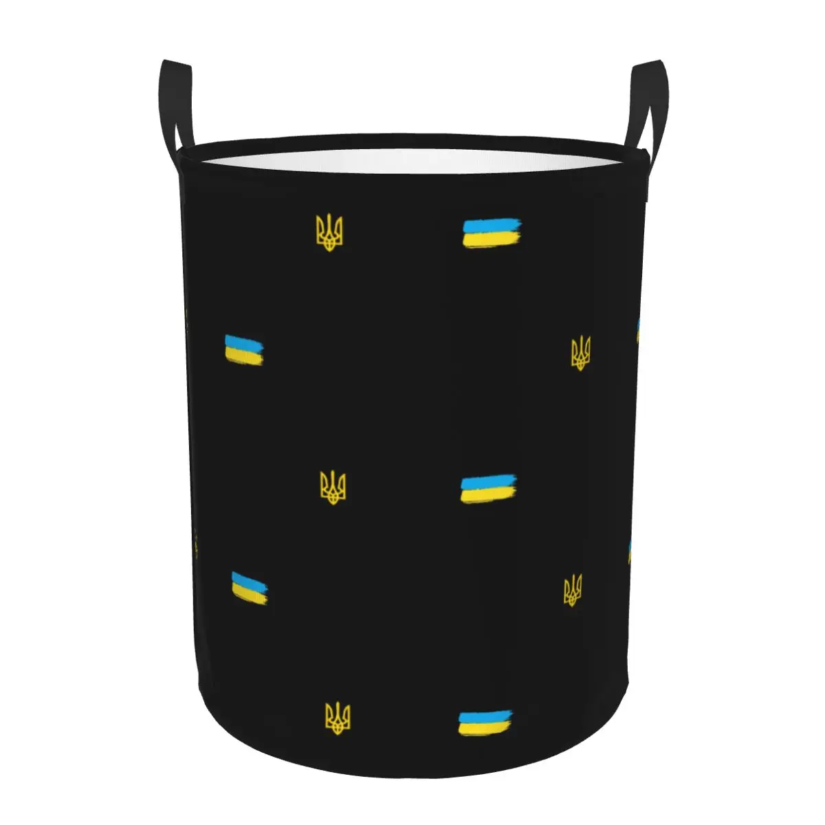 

Ukrainian Flag Stripe Laundry Basket Foldable Large Capacity Clothes Storage Bin Coat Of Arms Of Ukraine Tryzub Baby Hamper