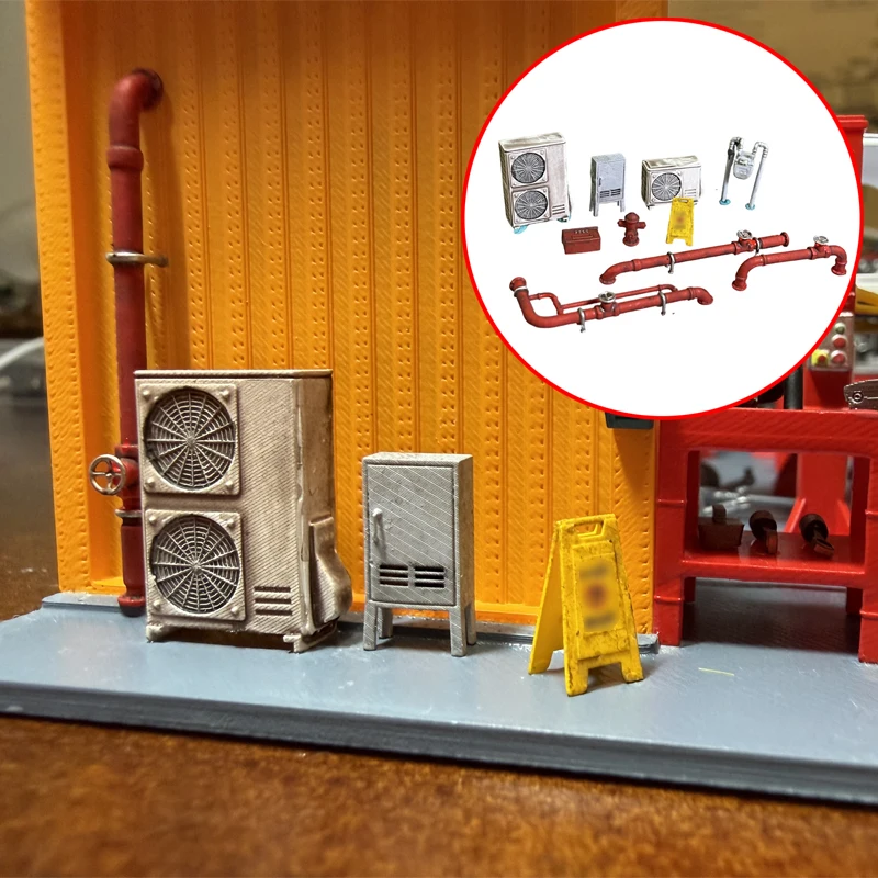1Set 1/64 Scale Miniature Model Fire Hydrant Fire-fighting Pipeline Outdoor Street View Decorative Accessories New/Vintage Type