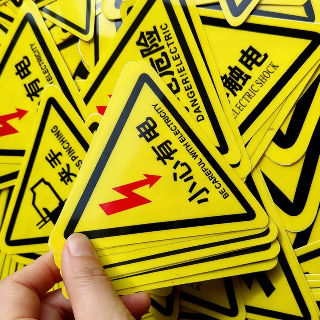 Danger Electric Shock Hazard Sticker Industrial Safety Mark Office Equipment Warning Sign Universal Electricity Alert Decal