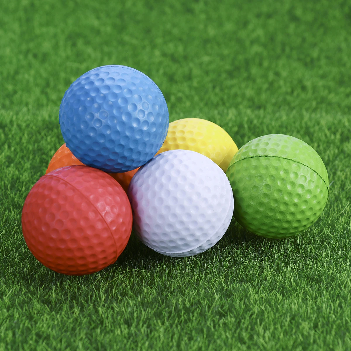 

6pcs Golf Practice Balls Durable Soft PU Material Lightweight Indoor Training Aid Bright Color Easy Visibility
