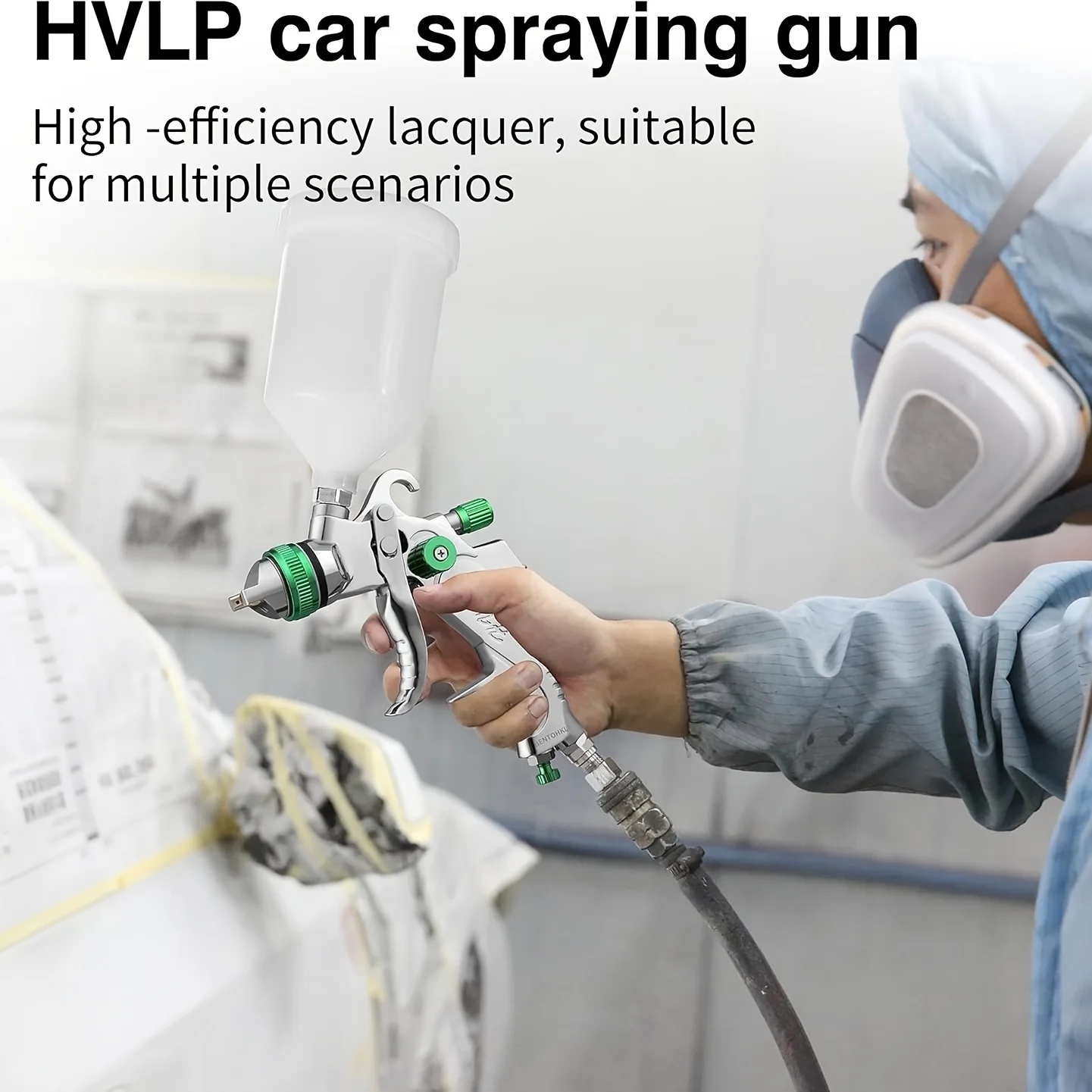 LVLP Spray Gun H2008 1.4/1.7/2.0/2.5mm Nozzle and Air Pressure Regulator Gauge Professional Gravity Feed Paint Gun Sprayer