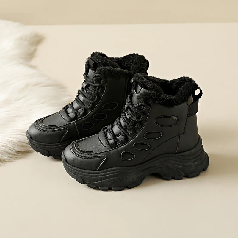 Vintage Warm Velvet High Top Casual Shoes for Women 2025 Winter Fashion Versatile Plush Comfortable Non Slip Chunky Cotton Shoes