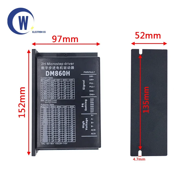 Motor Stepper Driver DM860H, Motor microstep tanpa sikat Motor DC untuk 57 86 Motor Stepper Nema23 34