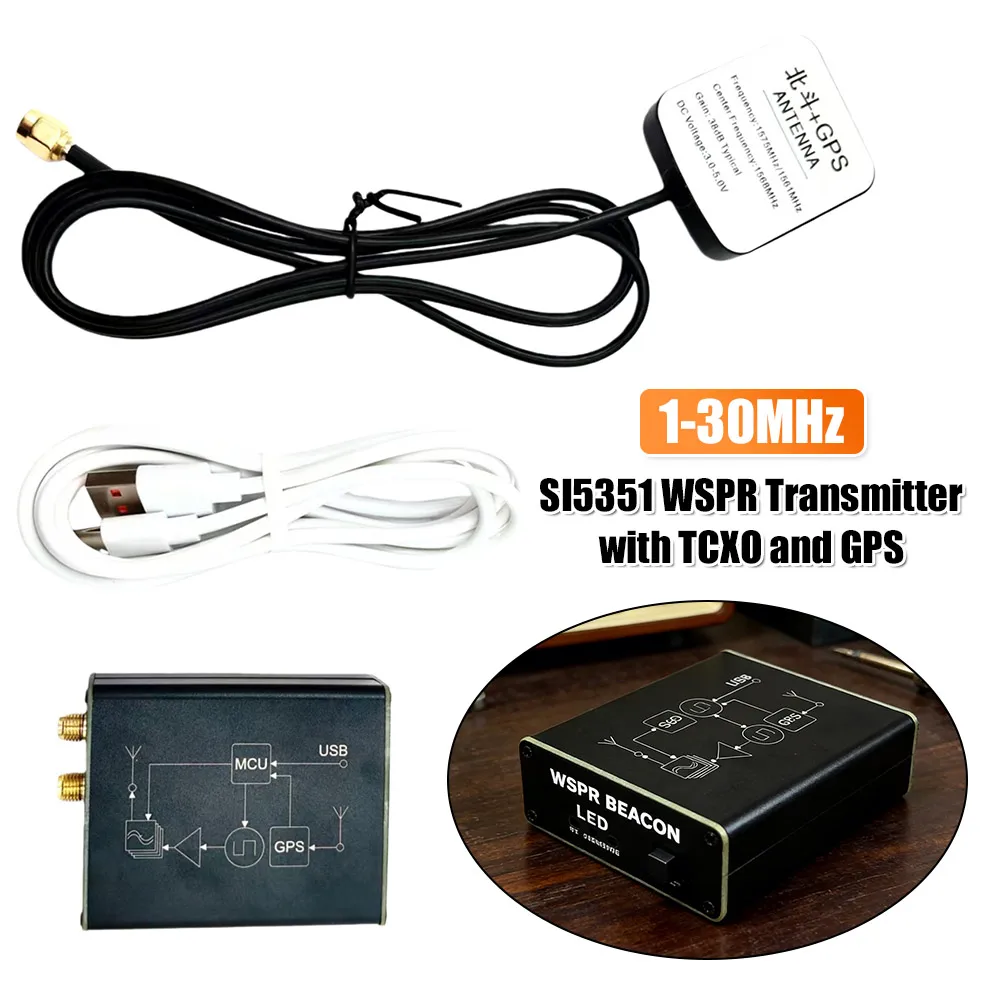 

Передатчик SI5351 WSPR с TCXO и GPS для автоматического определения местоположения QTH, 23 дБм, разъем для измерительных приборов, аксессуар USB-5V