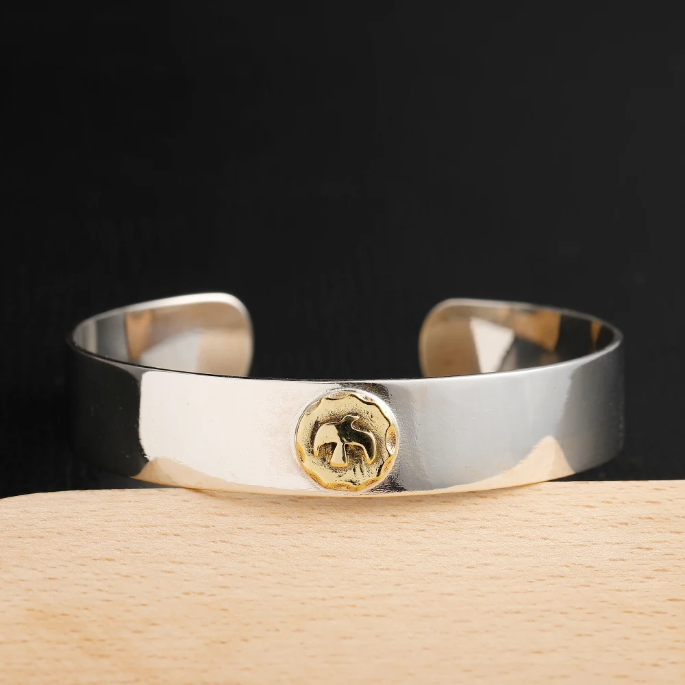 S925 Sterling Silver Jewelry Retro Simple Men and Women Glossy Ring Flying Eagle Open Bracelet