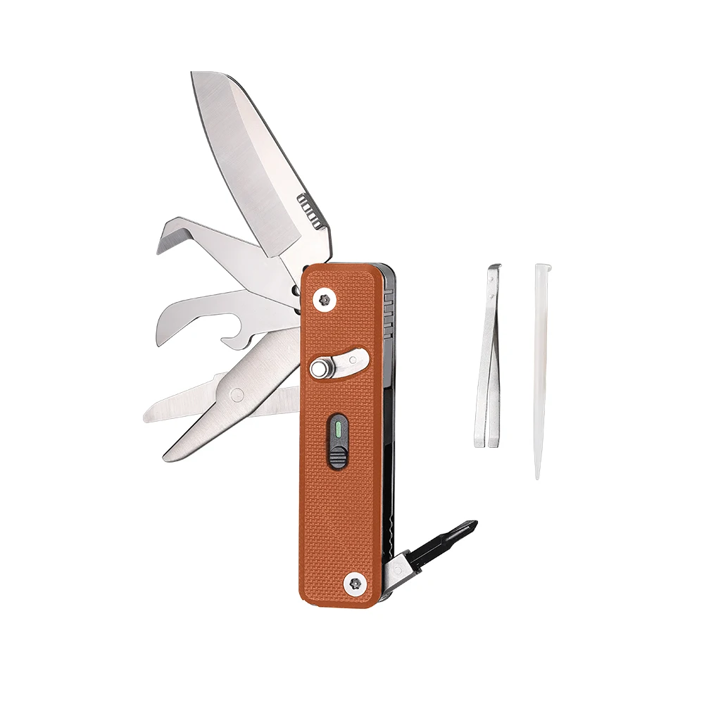 ROXON S504G Mini Multifunctional Back Clip, Interchangeable Outdoor Camping Multi Knife Scissors, Practical Folding Knife