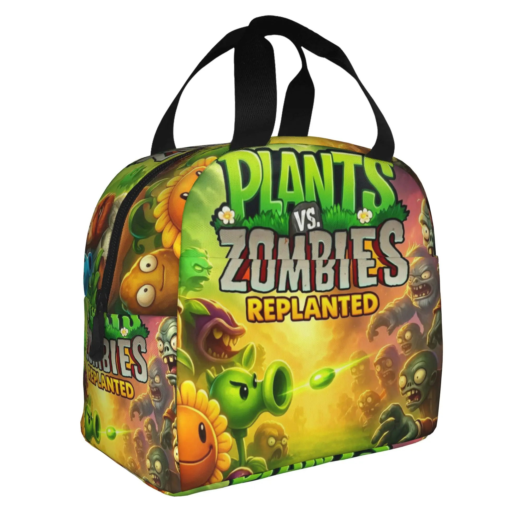 P-Plantsed Vs. Zombiesed Insulated Lunch Tote Bag for Women Funny Game Vegetable Print Portable Thermal Cooler Bento Box Outdoor