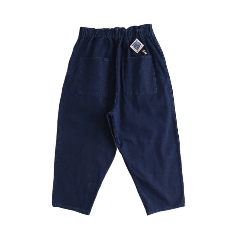 26SS New Retro Blue Dyed Kapl Hita Loose Elastic Waist Adjustable Jeans for Men New Arrival
